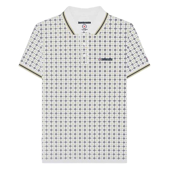 Lambretta - "SS25" Poloshirt für Herren (Weiß/Marine/Nussbraun) - Image 1