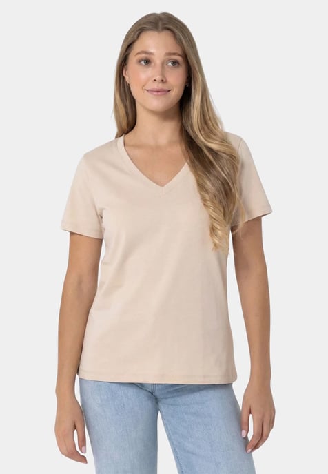 V-neck Premium T-Shirt BEIGE - Image 2