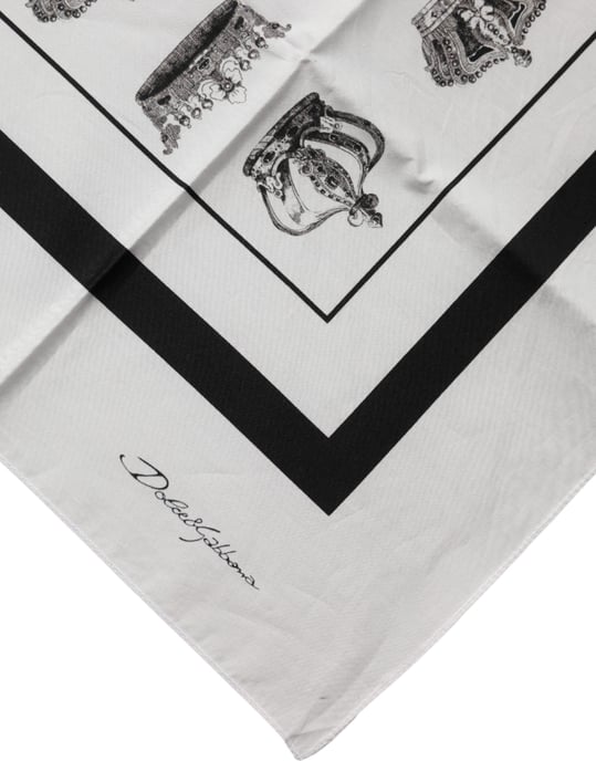 Dolce & Gabbana Weißer Krone Baumwoll-Tuch Schal - Image 4