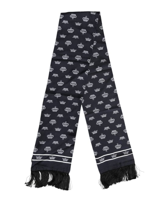 Dolce & Gabbana Schwarzes Seidenkrone Fransen Herren Schal - Image 2