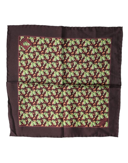 Dolce & Gabbana Brauner Kaktusdruck Quadrat Taschentuch Schal - Image 1