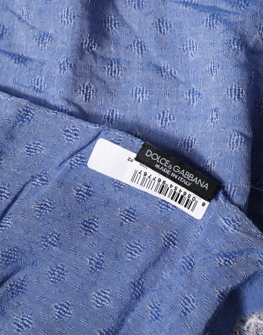 Dolce & Gabbana Blaue Spitzenstola Baumwolle Nackenwickel Schal Tuch - Image 5