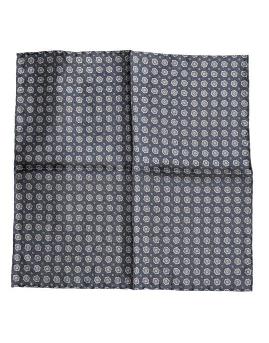 Dolce & Gabbana Blau Gemustertes Seidiges Quadrat-Tuch Schal - Image 1
