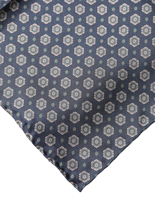 Dolce & Gabbana Blau Gemustertes Seidiges Quadrat-Tuch Schal - Image 3