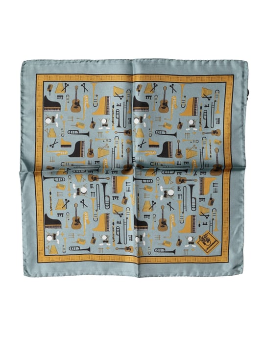 Dolce & Gabbana Blue Jazz Club Quadrat Taschentuch Schal - Image 2