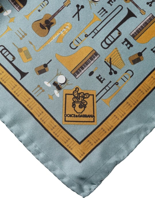 Dolce & Gabbana Blue Jazz Club Quadrat Taschentuch Schal - Image 3
