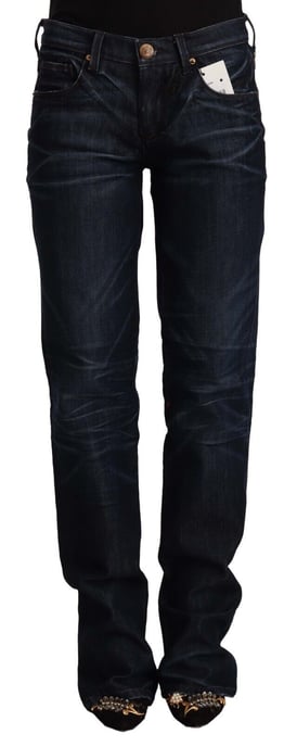 Ermanno Scervino Dunkelblaue Mittelhochbund Baumwoll-Denim Gerade Jeans - Image 1