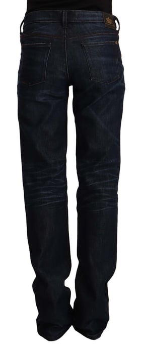 Ermanno Scervino Dunkelblaue Mittelhochbund Baumwoll-Denim Gerade Jeans - Image 3