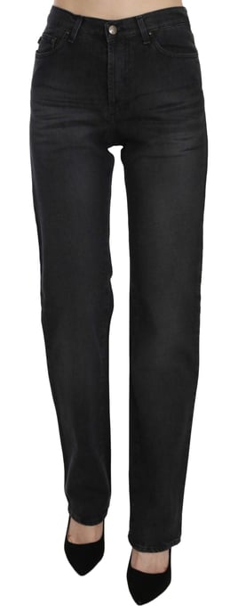 Just Cavalli Schwarz Gesehene Hohe Taille Gerade Denim-Hose Jeans - Image 1