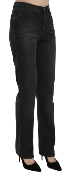 Just Cavalli Schwarz Gesehene Hohe Taille Gerade Denim-Hose Jeans - Image 4