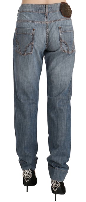 Just Cavalli Blue Washed Cotton Niedrig geschnittene Slim Fit Denim-Hose - Image 4