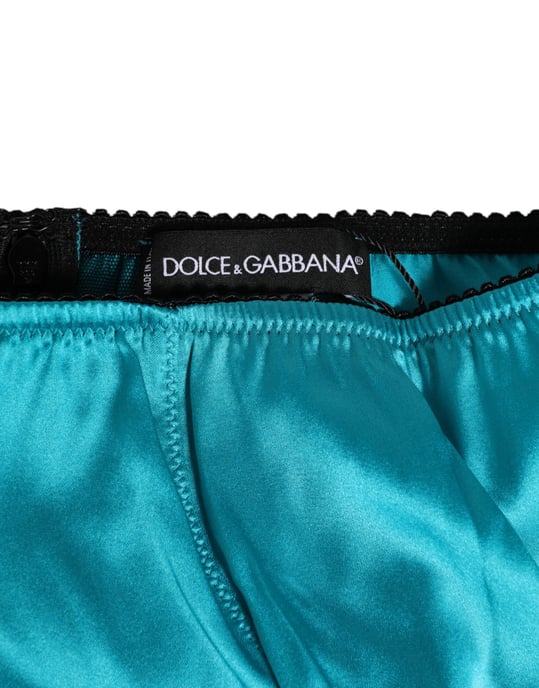 Dolce & Gabbana Aqua Green Satin Hohe Taillenslip Unterwäsche - Image 3