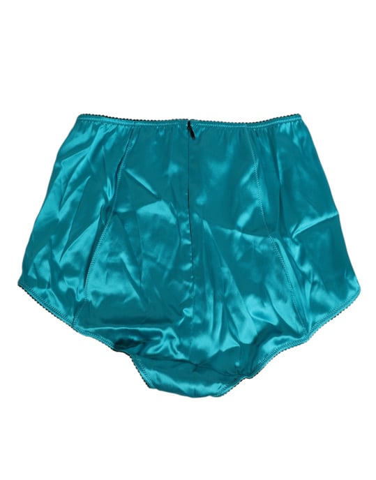 Dolce & Gabbana Aqua Green Satin Hohe Taillenslip Unterwäsche - Image 4