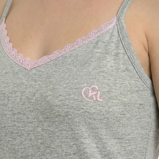Damen Sommer-Nachtkleid mit dünnen Trägern aus Baumwolle KL45300 - Image 2