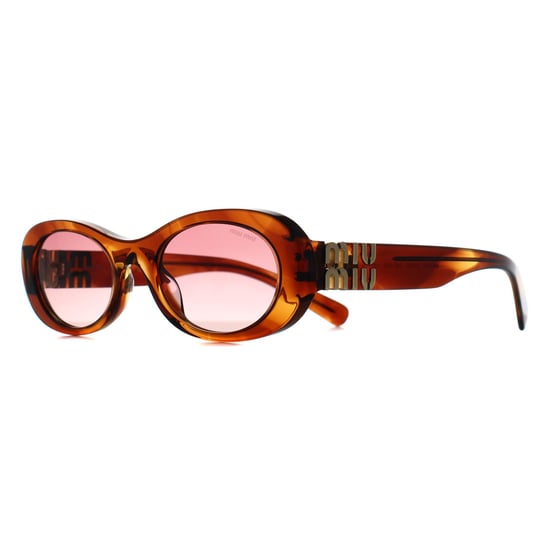 Miu Miu MU06ZS 26E50U gestreifte tabakfarbene etruskische Sonnenbrille - Image 2