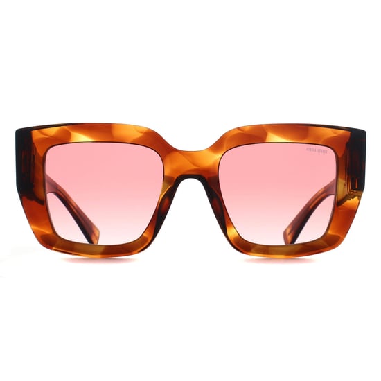 Miu Miu MUB05S 26E50U gestreifte Sonnenbrille in Tabakrosa mit rotem Farbverlauf - Image 1