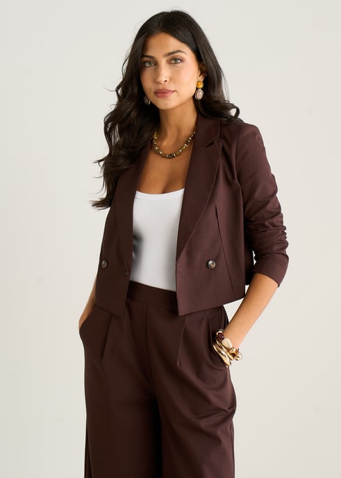 Braune Leinenjacke mit doppelter Knopfleiste - Image 3