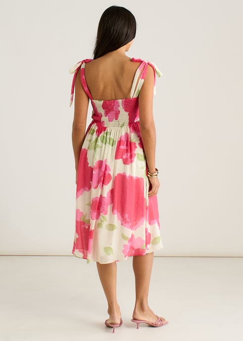Midi-Kleid mit rosa Blumenmuster und Trägern - Image 4