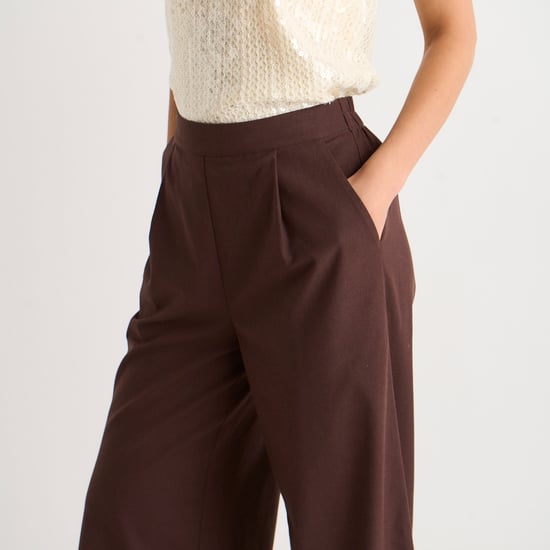 Weite Hose aus braunem Leinenmix - Image 2