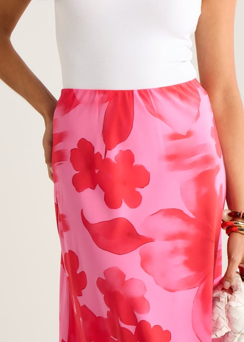 Rosa Aquarell Floral Print A Line Maxi-Rock - Image 2