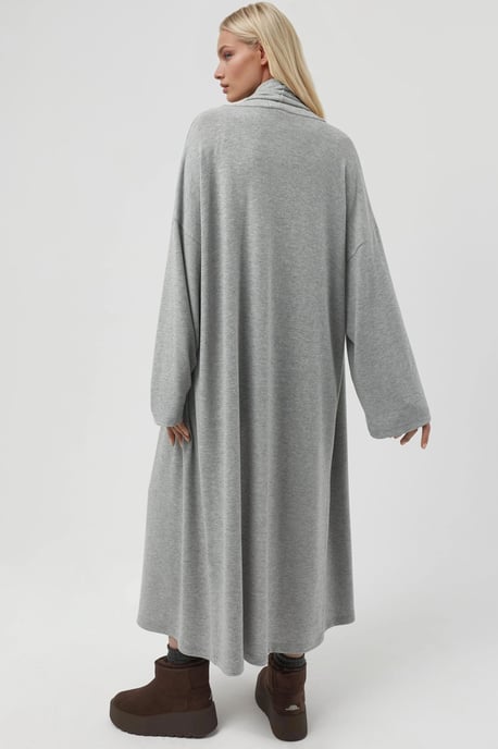 Lässiger Langarm-Cardigan mit offenem Vorderteil und Schalkragen - Image 3