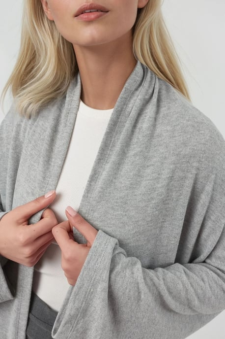 Lässiger Langarm-Cardigan mit offenem Vorderteil und Schalkragen - Image 5