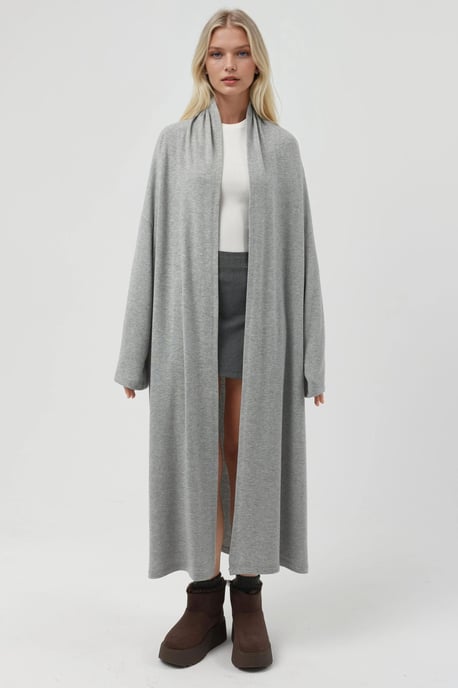 Lässiger Langarm-Cardigan mit offenem Vorderteil und Schalkragen - Image 6