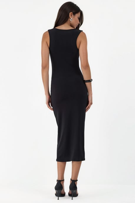 Midi-Kleid mit quadratischem Ausschnitt und Bodycon-Schnitt in Sandy - Image 3