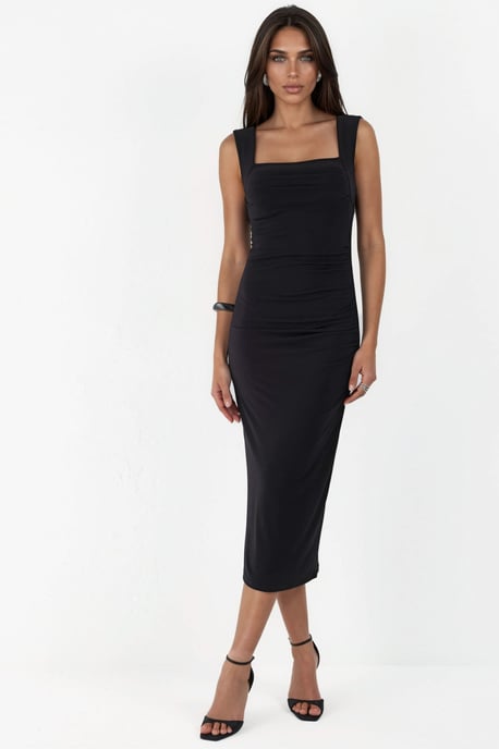 Midi-Kleid mit quadratischem Ausschnitt und Bodycon-Schnitt in Sandy - Image 6