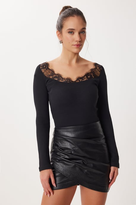Bluse mit Spitzen-Detail und langen Ärmeln - Image 3