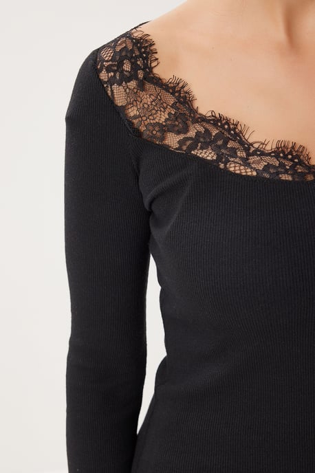 Bluse mit Spitzen-Detail und langen Ärmeln - Image 4