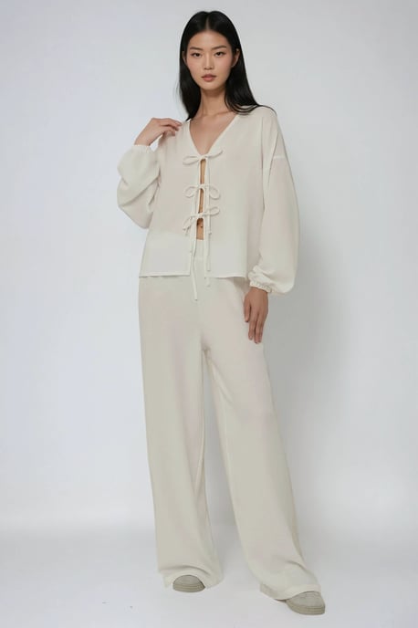 Lässige Passform Bluse mit Bindeband-Details - Image 4