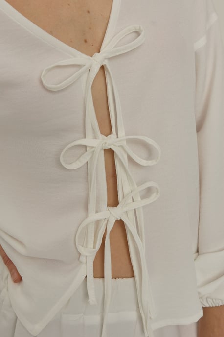 Lässige Passform Bluse mit Bindeband-Details - Image 5