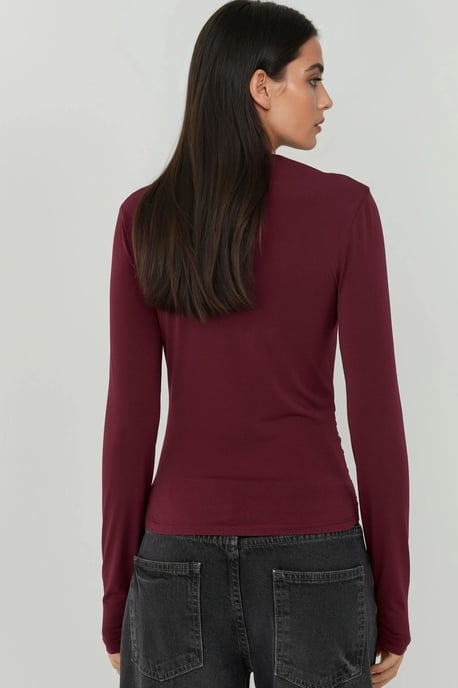 Bootsausschnitt-Bluse mit Raffung - Image 4