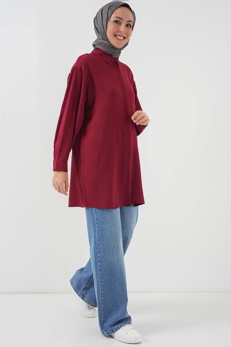 Oversized Langarm-Bluse mit Knopfleiste und Hemdkragen - Image 2