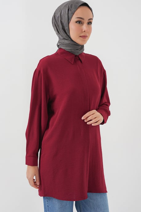 Oversized Langarm-Bluse mit Knopfleiste und Hemdkragen - Image 3