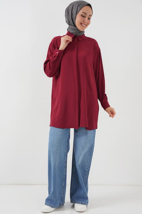 Oversized Langarm-Bluse mit Knopfleiste und Hemdkragen - Image 4