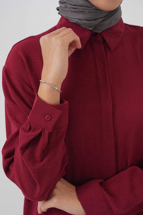 Oversized Langarm-Bluse mit Knopfleiste und Hemdkragen - Image 5