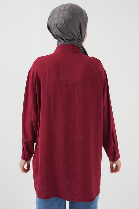 Oversized Langarm-Bluse mit Knopfleiste und Hemdkragen - Image 6