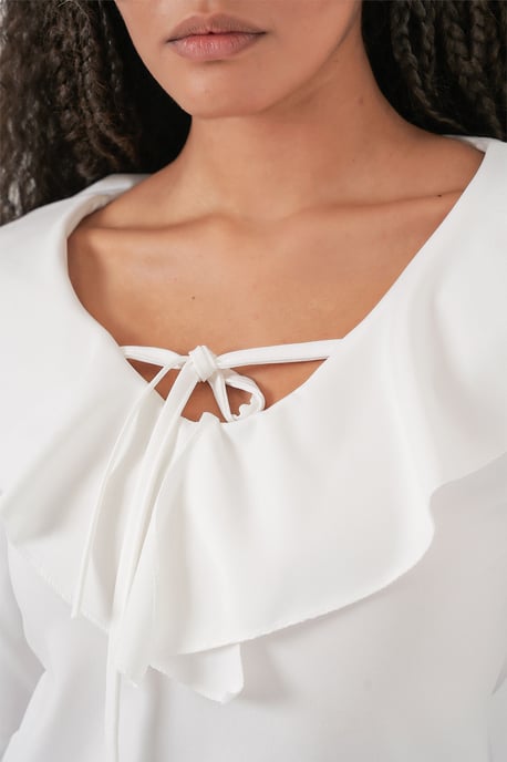 Rüschenshirt mit V-Ausschnitt und Crop-Schnitt - Image 5