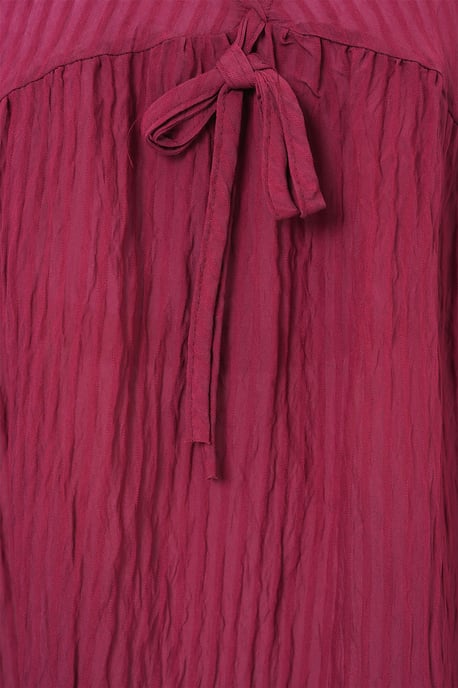 Strukturierte Seersucker V-Ausschnitt-Bluse mit Schleife - Image 5