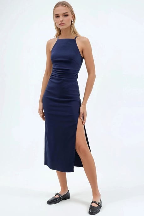 Halterneck-Midi-Kleid mit Schlitz - Image 1
