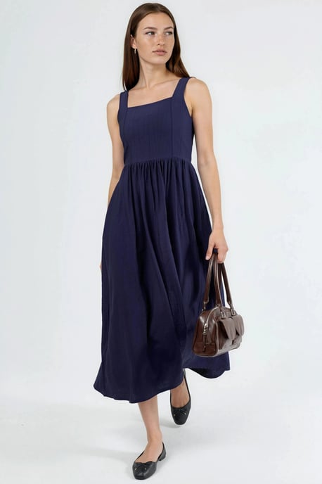 Schwingendes Midi-Kleid mit quadratischem Kragen - Image 1