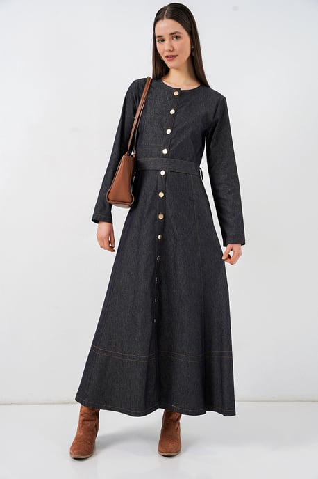 Gürteldesign Denim-Midikleid - Image 4