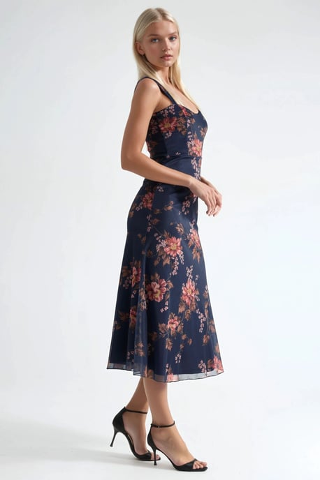 Blumen-Maxi-Kleid mit Herzkragen - Image 2