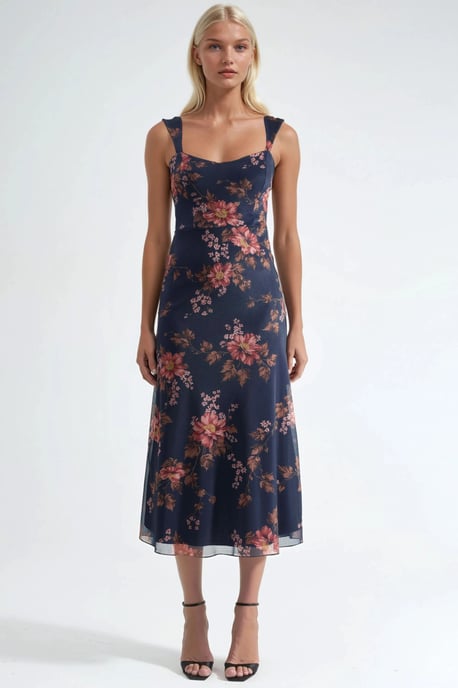 Blumen-Maxi-Kleid mit Herzkragen - Image 6