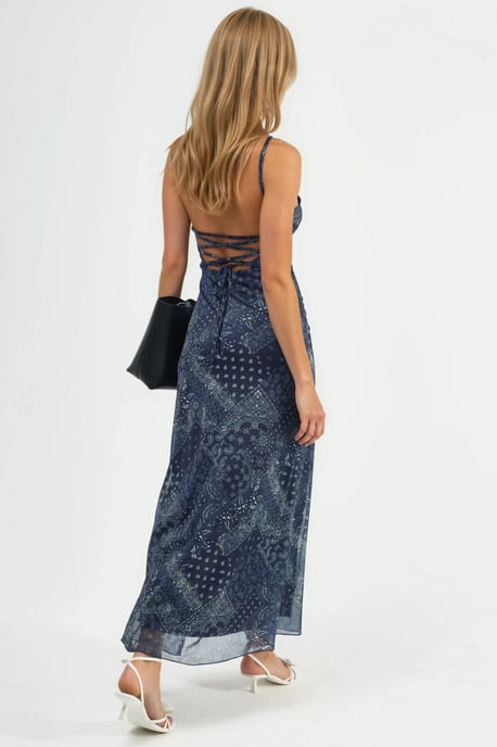 Midi-Kleid mit quadratischem Ausschnitt und Print - Image 4
