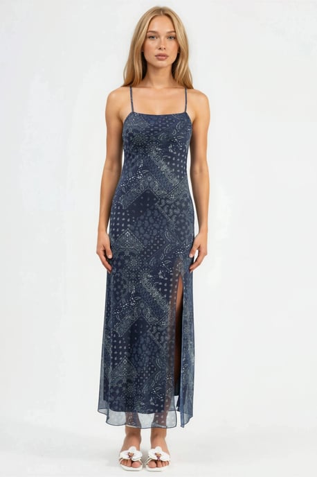 Midi-Kleid mit quadratischem Ausschnitt und Print - Image 6