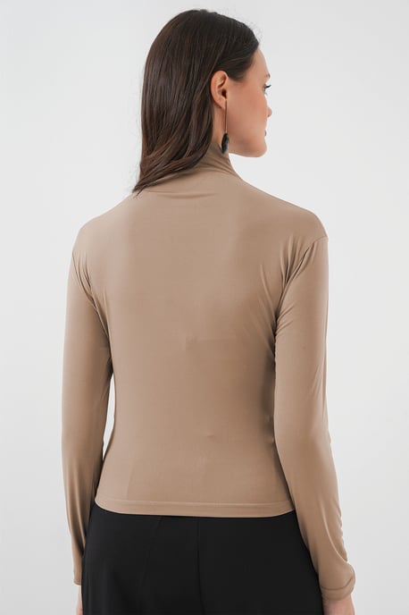 Taillierte Rollkragenbluse mit Drapée-Detail - Image 3