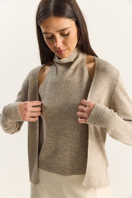 Half-Turtleneck Cut-Out Rippbluse - Image 5